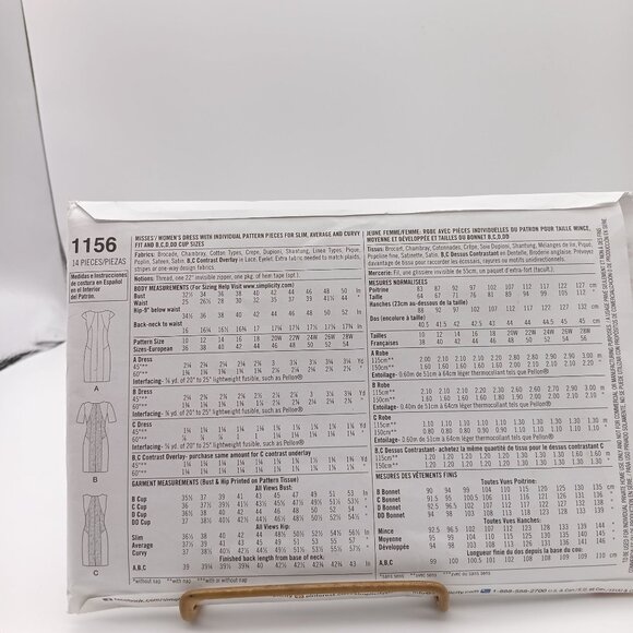 UNCUT Sewing PATTERN Simplicity 1156, Amazing Fit Womens 2015 Dress, Plus Size - Picture 2 of 2